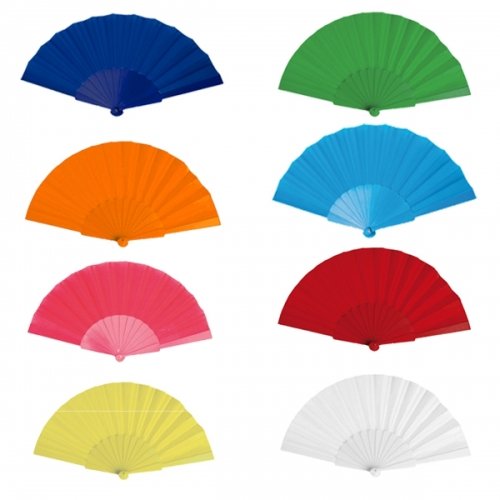 ABANICO DE PLASTICO DE COLORES LISOS
